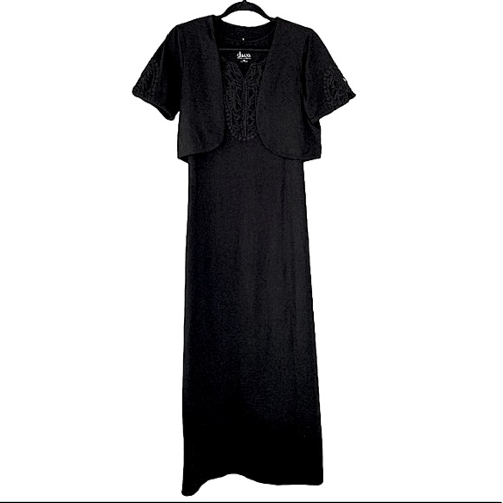 Denim&Co Crochet Trim Jacket & Matching Sleeveless Maxi Dress